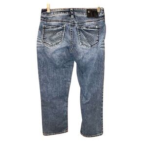 Silver Jeans‎ Aiko Capri Womens W26 Stretch Cropped Jeans Embroidered Western